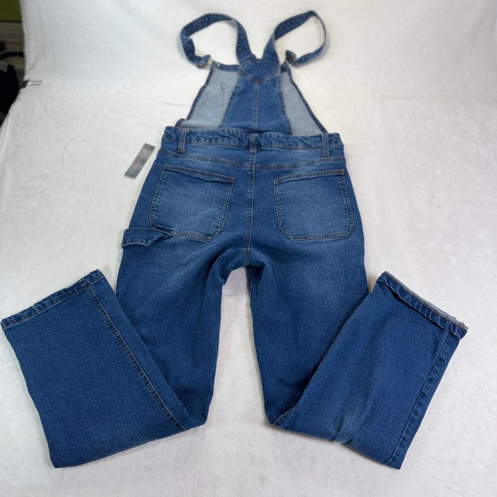 NWT No Boundaries Womens Distressed Denim Overalls Cottage Western S 3-5 - Picture 7 of 13